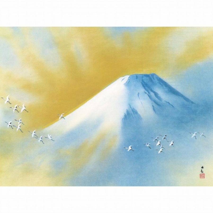 絵画 インテリア アート 壁掛け 額装 横山大観 霊峰飛鶴 F8号 高精彩工芸画 手彩補色 複製画 風景画 富士山 鶴 新品 額付き 額装 額絵 作品 美術品