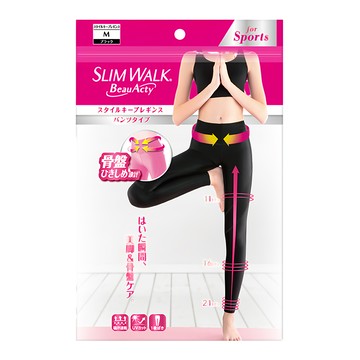 SLIM WALK 美型瑜珈壓力褲，骨盤收緊設計  M  黑色