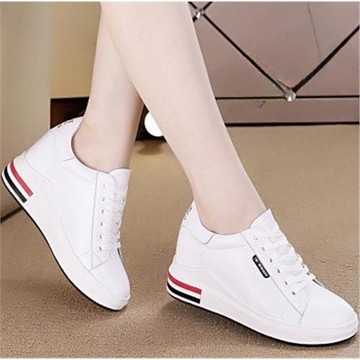 內增高女鞋秋冬2025加絨韓版百搭小白鞋女顯瘦厚底真皮運動休閑鞋