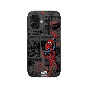 iPhone 16 Clear (相機按鈕) 酷墨灰 - 迪士尼-漫威 Marvel - 蜘蛛人-漫畫風格