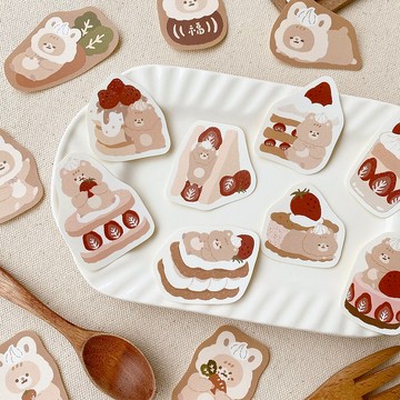 草莓奶油鼠甜點/奶油兔貼紙組/2款圖案/手帳貼紙