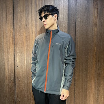 美國百分百【全新真品】Marmot 軟殼外套 立領 土撥鼠 夾克 風衣 防水防風 透氣 保暖 灰色 L號 C059