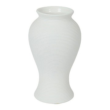橫條紋/低調奢華 腰縮款 陶瓷花瓶  白色  14.5 x 8.5cm