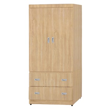 文創集 包爾2.7尺二門二抽衣櫃(三色可選)-81x58x180cm免組