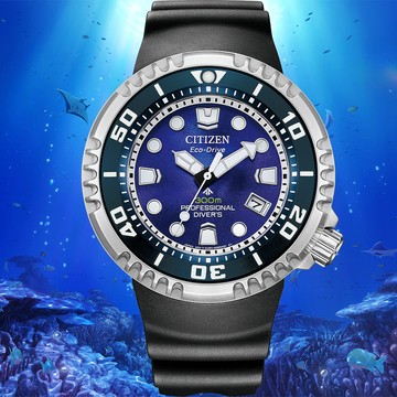 CITIZEN 星辰 UNITE with BLUE 寧靜之海 限量 300米防水光動能潛水錶 BN1025-08L