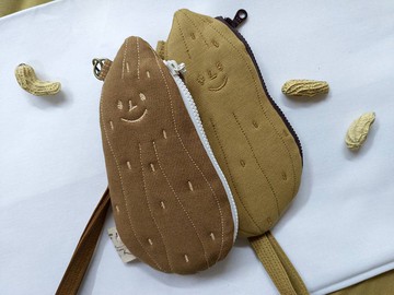 ::造型收納包-好事花生(小) 刺繡 零錢包 小物收納/深色款::