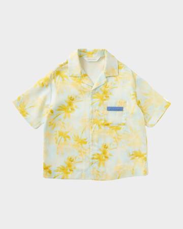 Boy's Palm Tree-Print Bowling Shirt, Size 4-12