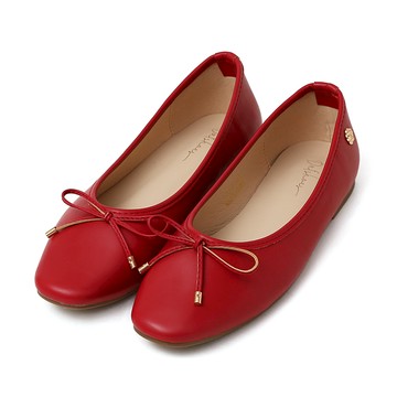 D+AF 浪漫花釦．小蝴蝶結平底芭蕾娃娃鞋