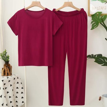 莫代爾女冰絲柔軟休閑短袖長褲