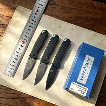 【热销】熱銷BM535摺疊刀仿碳纖維手柄 大馬士革高硬度便攜口袋刀鋒利