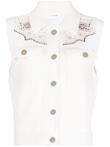 Barrie - crystal-embellished sleeveless denim vest - women - Cashmere/Cotton - M - White