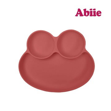 Abiie 蛙式三餐-吸盤式矽膠餐盤(玫瑰荔枝)
