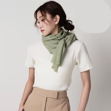 淺橄欖綠 | 窄版素面 喀什米爾圍巾