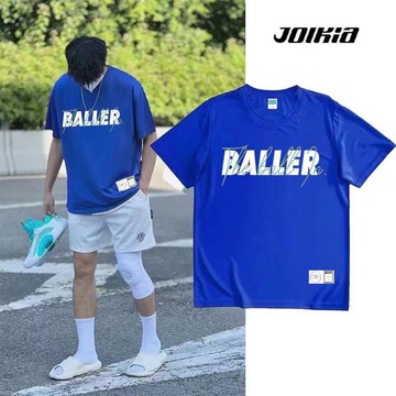 BALLER美式上衣 籃球衣 投籃訓練服 寬鬆運動服上衣 透氣速幹短袖 網眼運動衫 休閒上衣 跑步 健身短袖 排汗衣男