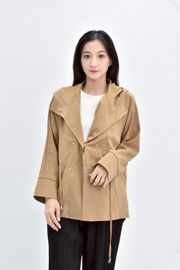 (2XL) fashion 連帽棕色外套