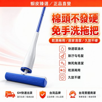 隔日達🏆蝦皮臻選🏆免手擰拖把 省力不髒手 海綿拖把 拖把 拖把免手洗 除塵拖把 懶人拖把 吸水拖把 膠棉拖把 免手洗拖把