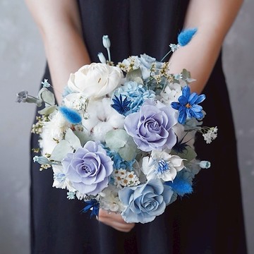 【GOODLILY flower】簡約湛藍棒棒糖新娘捧花 (永生花&乾燥花) 求婚 告白