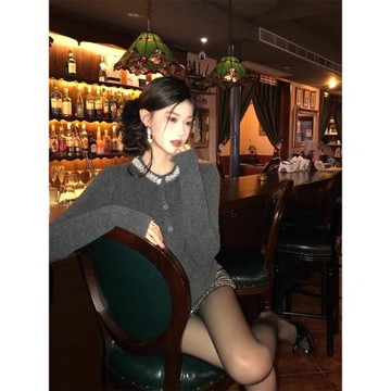 氣質名媛小香風鑲鉆針織開衫毛衣女春季高級感超好看獨特漂亮外套