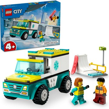 樂高LEGO 60403 City  城市系列 緊急救護車和單板滑雪者