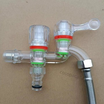 【台灣爆款】防凍防爆外用加長版雙頭水龍頭自來水二出雙控長杆PC透明塑料龍頭【12月11日發完】【熱銷款】