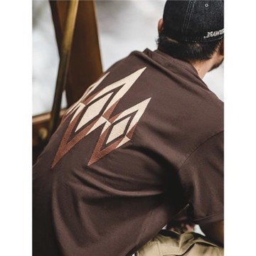 美式休閑T恤男復古印第安納瓦霍印花短袖T恤男純棉透氣半袖圓領潮