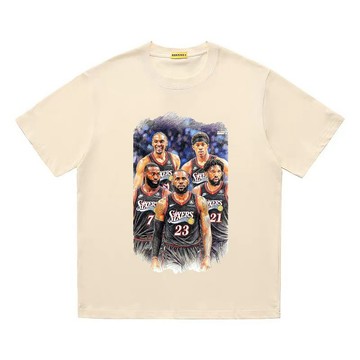 勒布朗 詹姆斯 76人 NBA t恤 短袖t恤 純棉 t恤 潮t 夏日ins復古印花純棉短袖男女寬鬆美式街頭hiphop