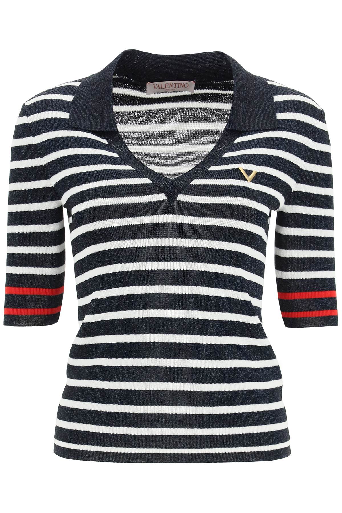 Valentino striped lurex knit top