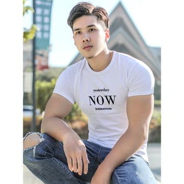 運動休閑短袖純棉T恤男潮緊身彈力訓練上衣跑步修身打底健身衣ins