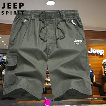 JEEP SPIRIT純棉男士短褲夏季五分沙灘中褲新款外穿休閑褲衩大碼