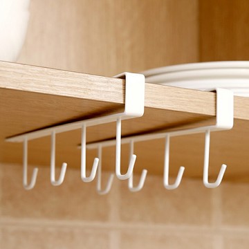 櫥柜下掛鉤杯子瀝水懸掛式掛架廚房免釘無痕廚柜湯勺收納架子