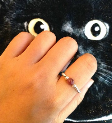 紅碧茜 925 純銀珠戒指 red tourmaline 925 silver ring