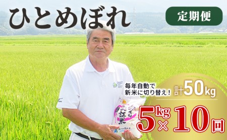 〈定期便〉 ひとめぼれ 白米 5kg×10回 計50kg 10ヶ月 令和5年 精米 土づくり実証米 毎年11月より 新米 出荷