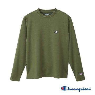 Champion 官方直營-SPORTS 品牌LOGO印花速乾長袖TEE-男(橄欖綠色)
