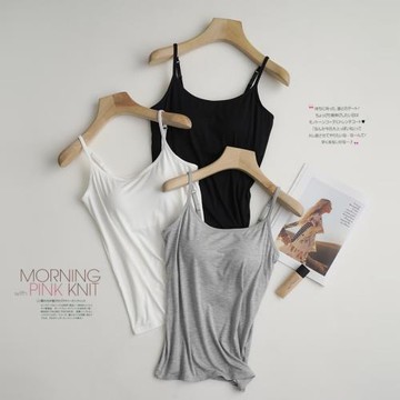 莫代爾女外穿帶胸墊吊帶背心 罩杯一體bra寬松大碼內搭打底夏季薄