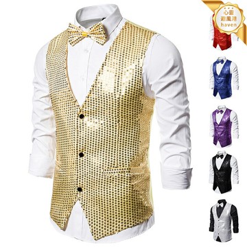 【舞臺閃耀】男式馬甲 演出服 主持服 夜店裝 亮片馬甲 禮服馬甲 司儀馬甲 影樓服裝 閃亮亮片 修身版型 主持演出夜店必備