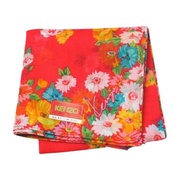 KENZO 經典品牌巴黎盛夏花宴繁花圖騰字母LOGO帕巾(紅系/46CM)