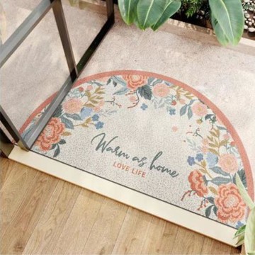 【寢室安居】半圓刮泥地墊75×45cm-微暖花語