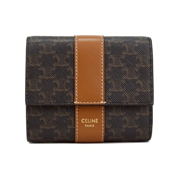 CELINE TRIOMPHE 帆布三折短夾(棕色)