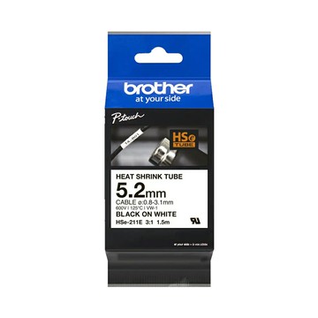 Brother HSe-211E 熱縮套管 ( 5.2mm 白底黑字 )