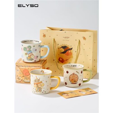 ELYSO星星人聯名馬克杯咖啡情侶水杯禮盒女生生日禮物牛奶早餐杯