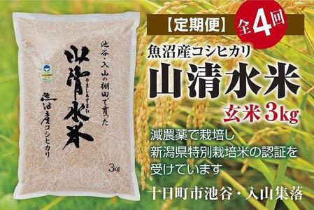 玄米3kg　新潟県魚沼産コシヒカリ「山清水米」