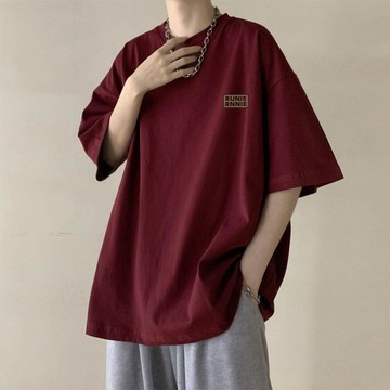 酒紅色重磅短袖t恤男士夏季2026新款半袖內搭圓領純棉打底衫上衣短袖T恤 圓領 休閒男裝 男生短袖上衣