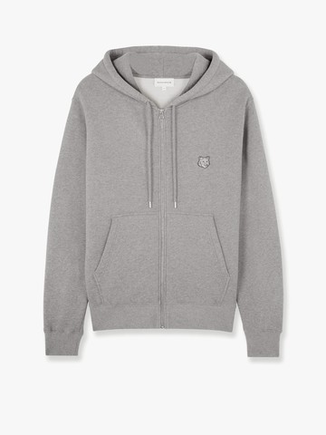 Cotton sweatshirt with embroidered foxy logo patch on the front - MAISON KITSUNE - gender_Man