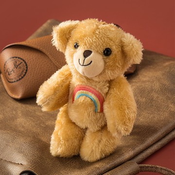 彩虹小熊毛絨公仔鑰匙扣掛件創意個性書包掛飾男女汽車鏈鎖匙圈環