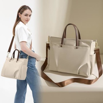 16寸電腦包女士新款商務單肩包斜跨大容量手提牛津布防水文件包