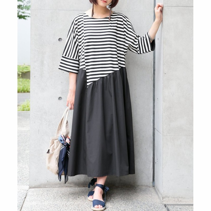 オシャレウォーカー 異素材 アシメデザインワンピース レディース オフホワイト フリーサイズ Osharewalker 通販 Lineポイント最大1 0 Get Lineショッピング