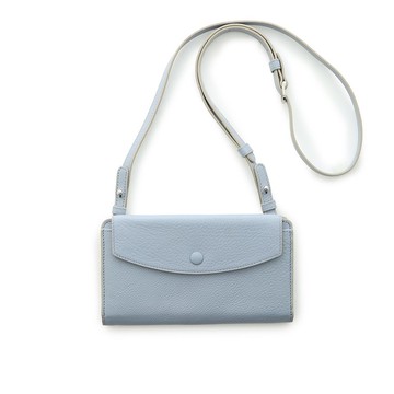 Harmo 肩背長夾-淺藍x白