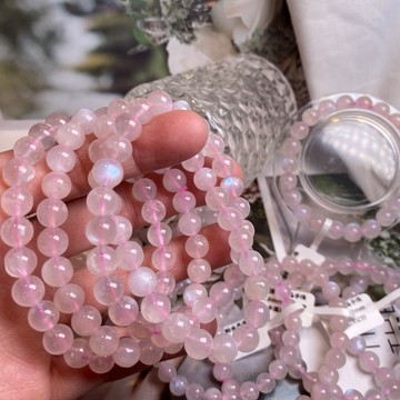 千晶水晶🦋藍韻粉水晶手珠/串珠♥️❤️粉水晶 粉晶 顆顆帶藍韻 藍韻粉水晶手珠 送禮收藏 可以挑選 可改手圍 粉水晶手珠
