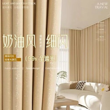 2024年新款全遮光加厚高精密窗簾臥室客廳輕奢隔熱防曬避光遮陽布