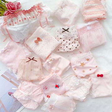 【粉色系列】可愛女少女甜美日系甜美女士純棉檔綁帶蝴蝶結內褲